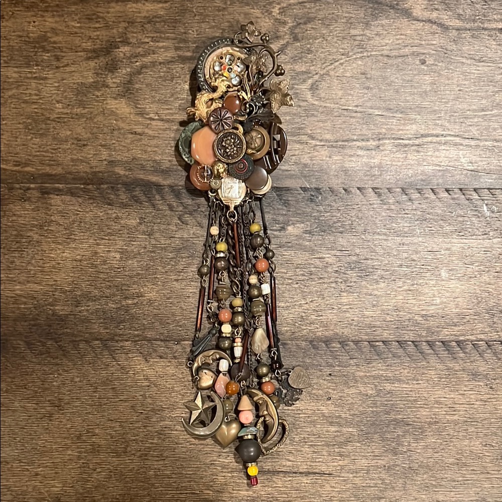 Artist-Signed Vintage-Insired Bohemian Brooch/Bolo Necklace